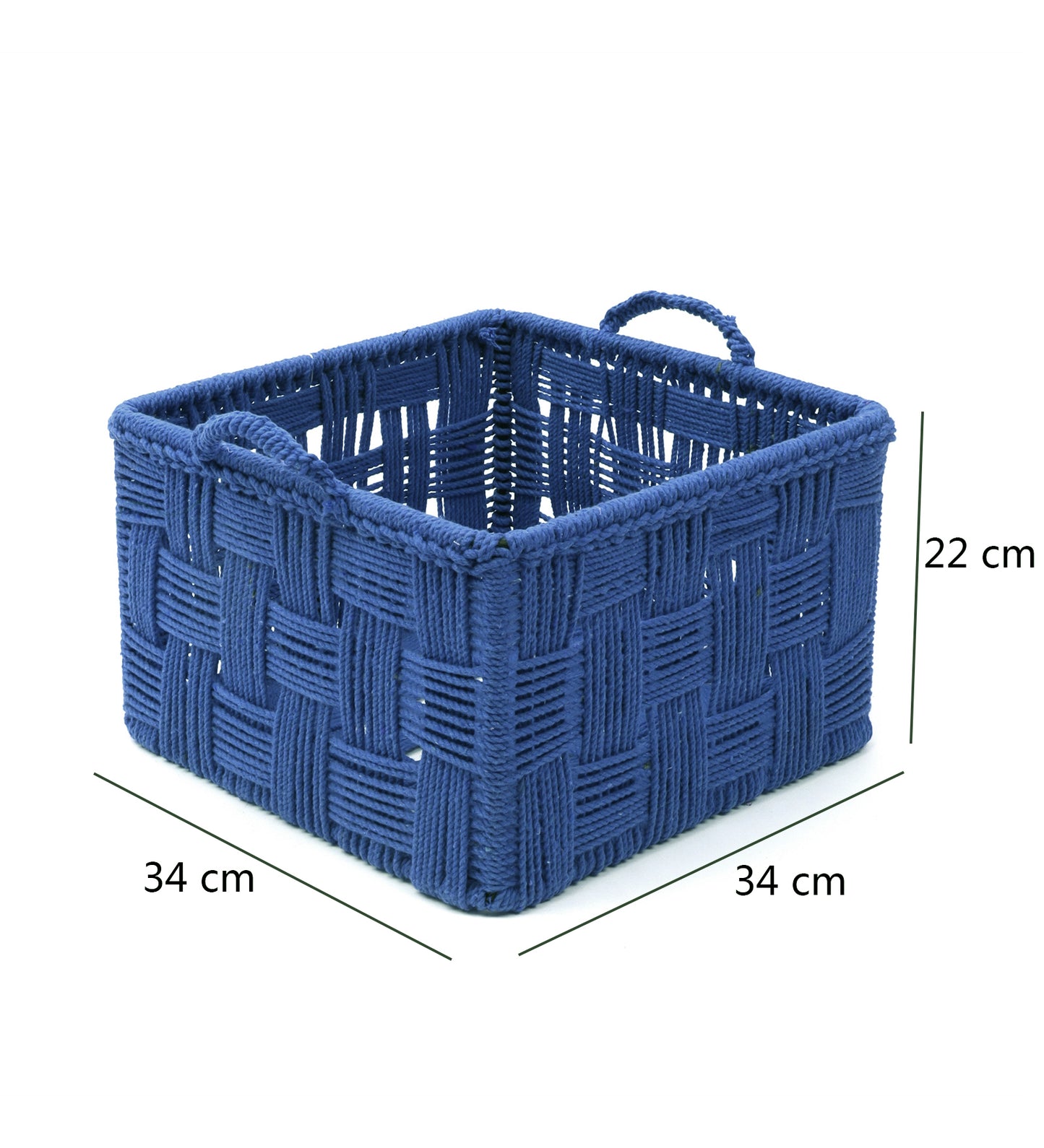 Blue cotton rope basket-set of 2