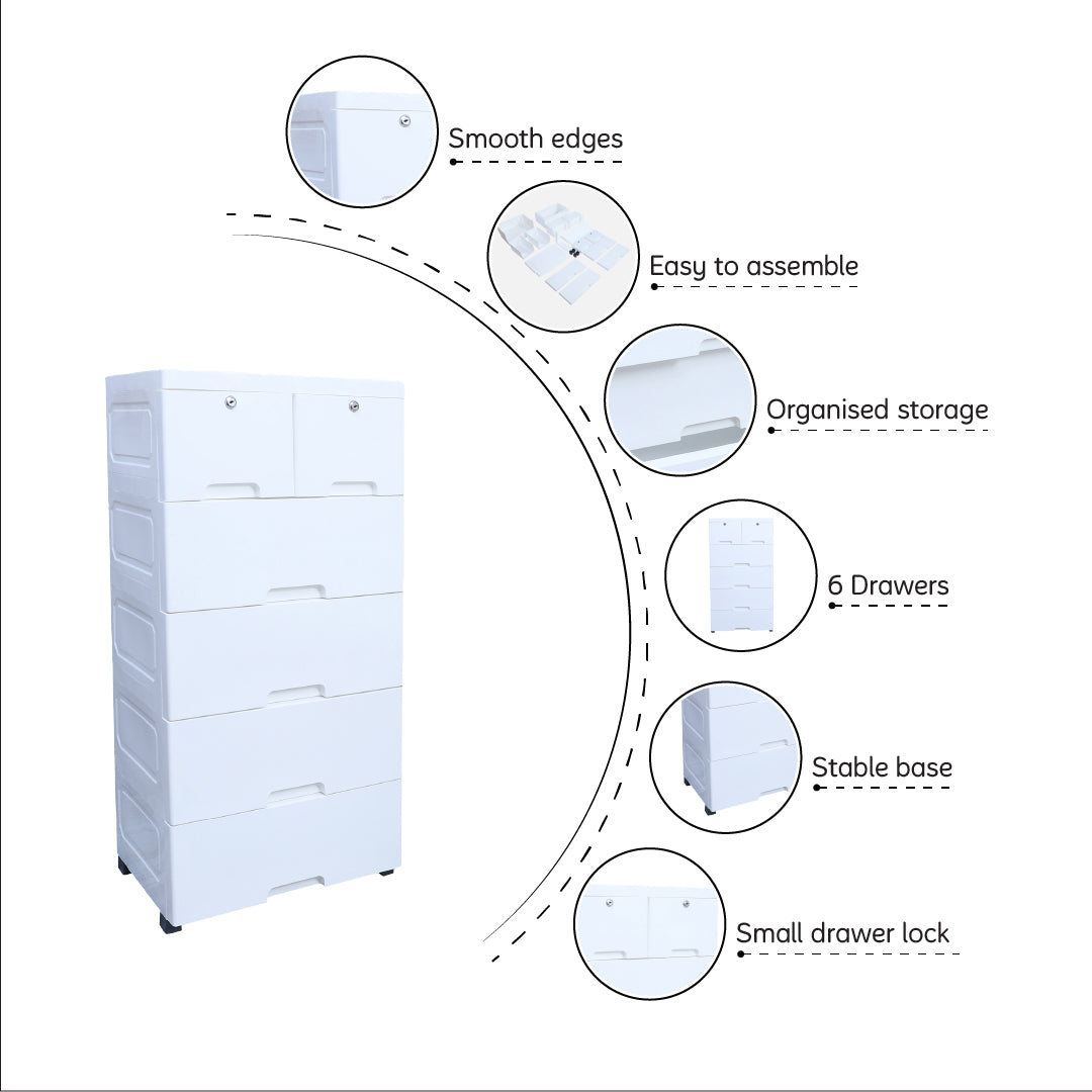 Soft Hued Chest Of Drawer White (Large)