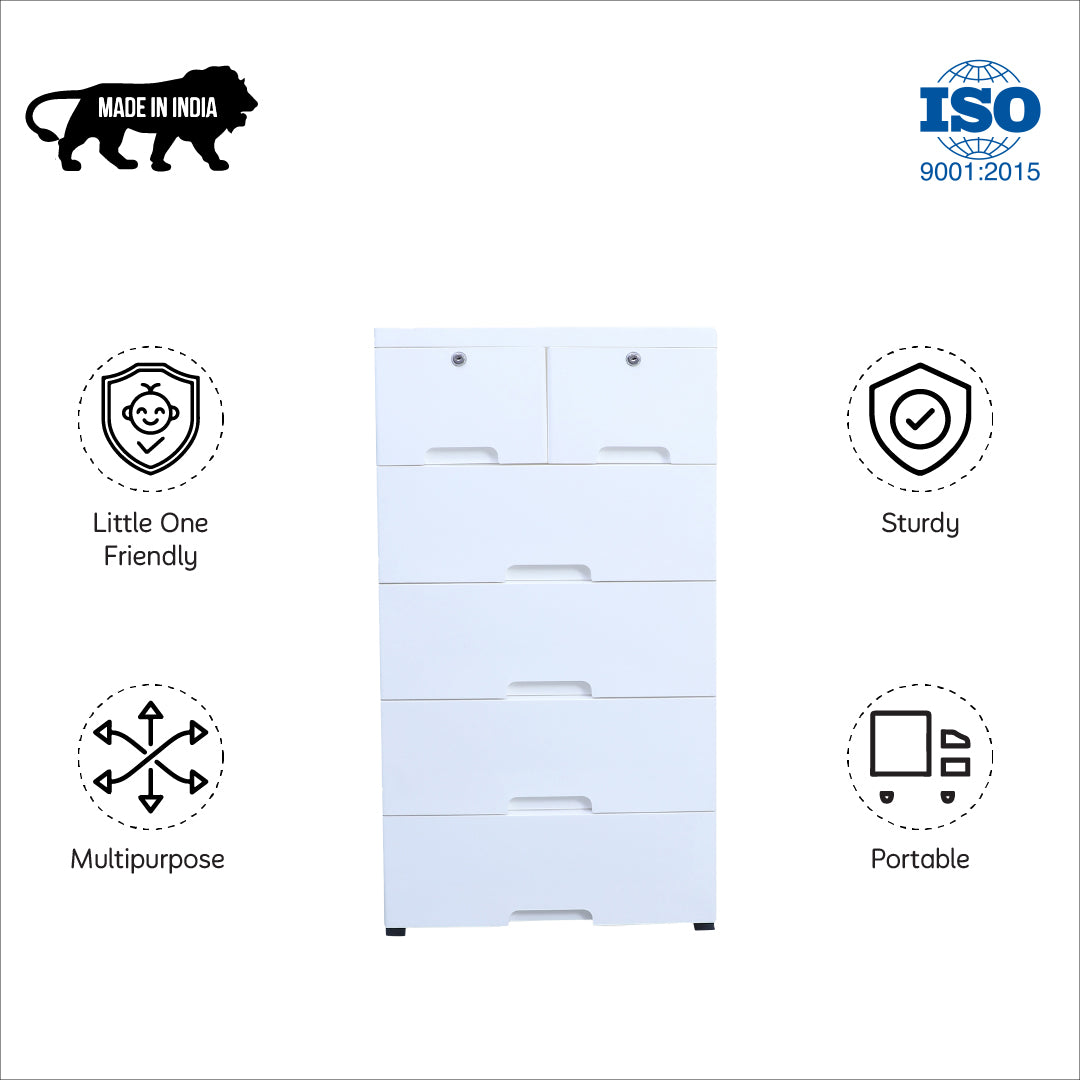 Soft Hued Chest Of Drawer White (Large)