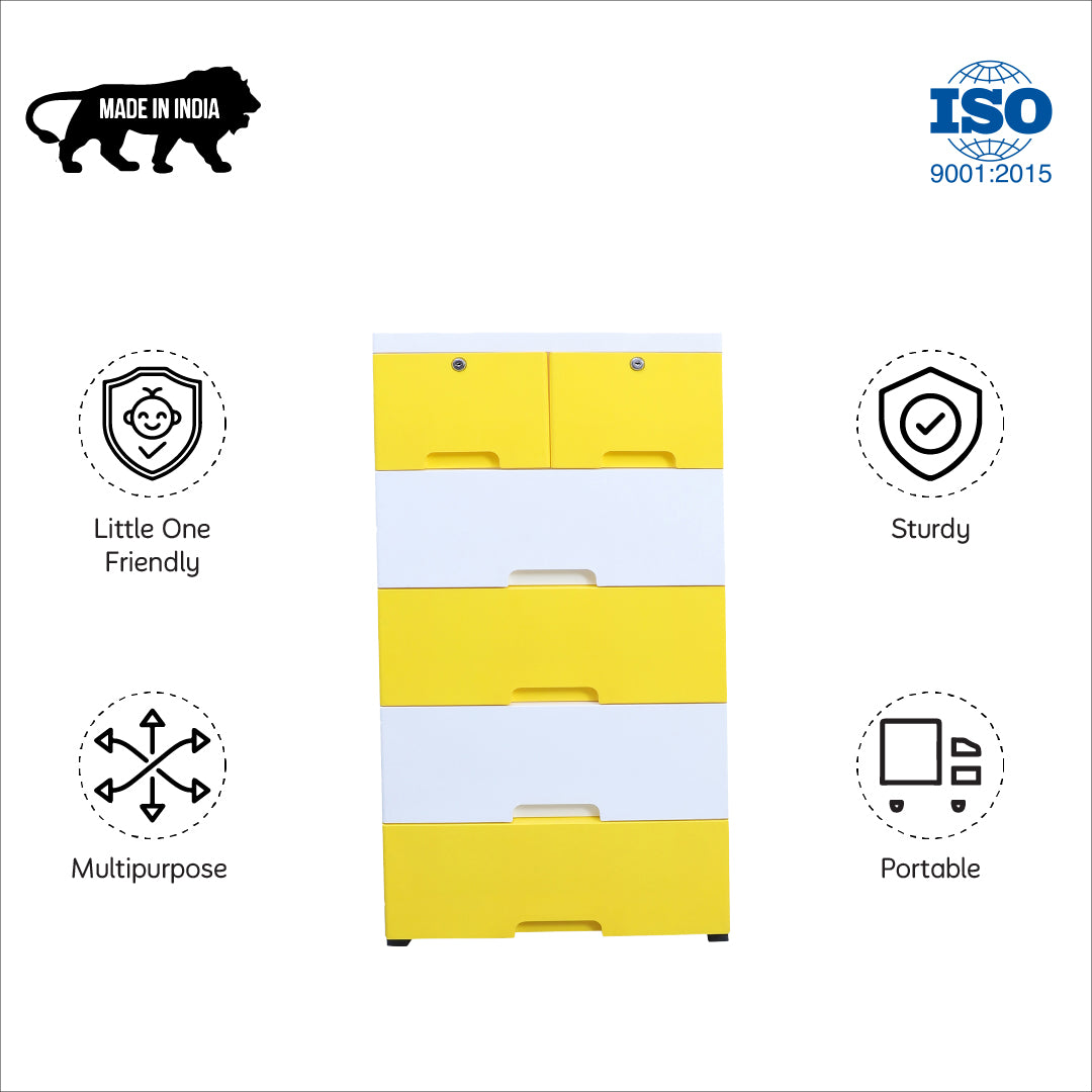 Soft Hued Chest Of Drawer White & Yellow (Large)