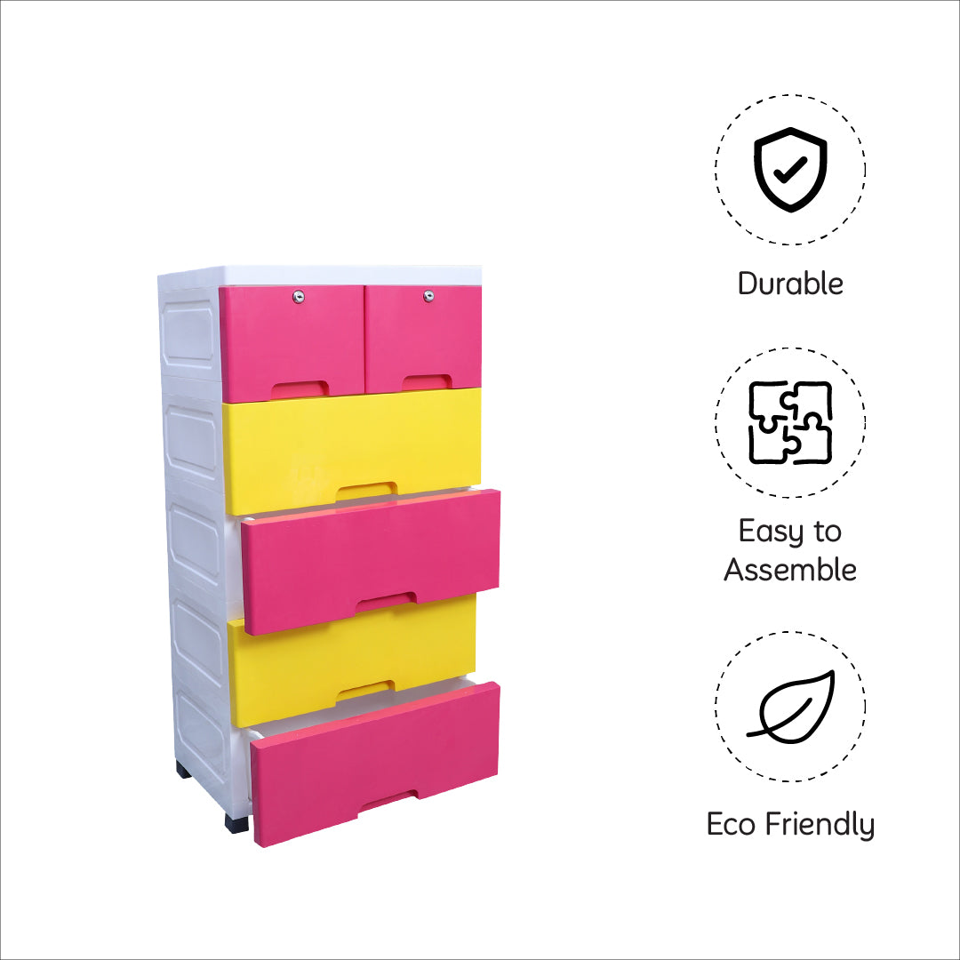 Soft Hued Chest Of Drawer Pink & Blue (Large)