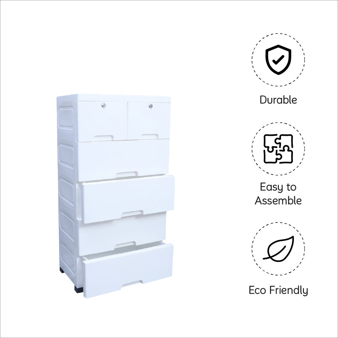 Soft Hued Chest Of Drawer White (Large)