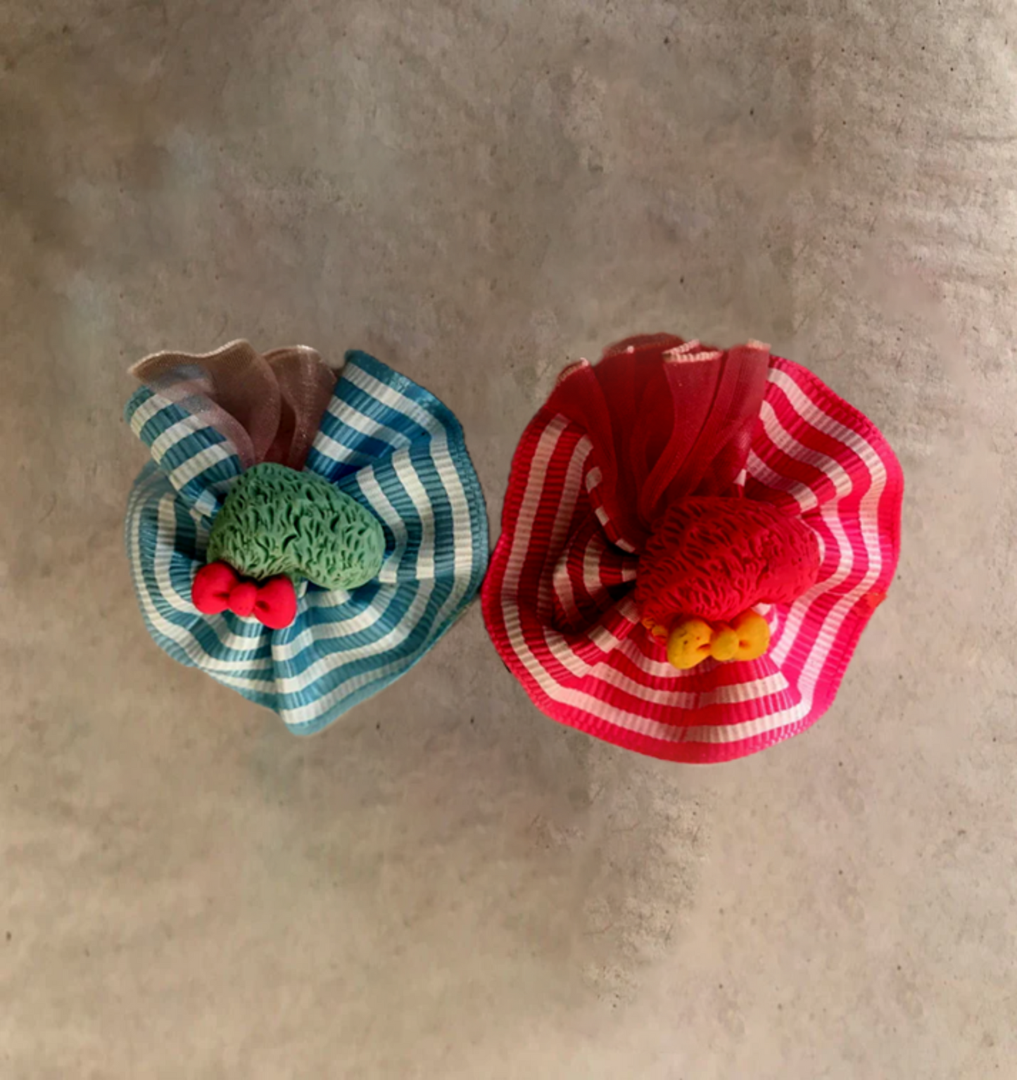 Hat Hair Clip Pink Green