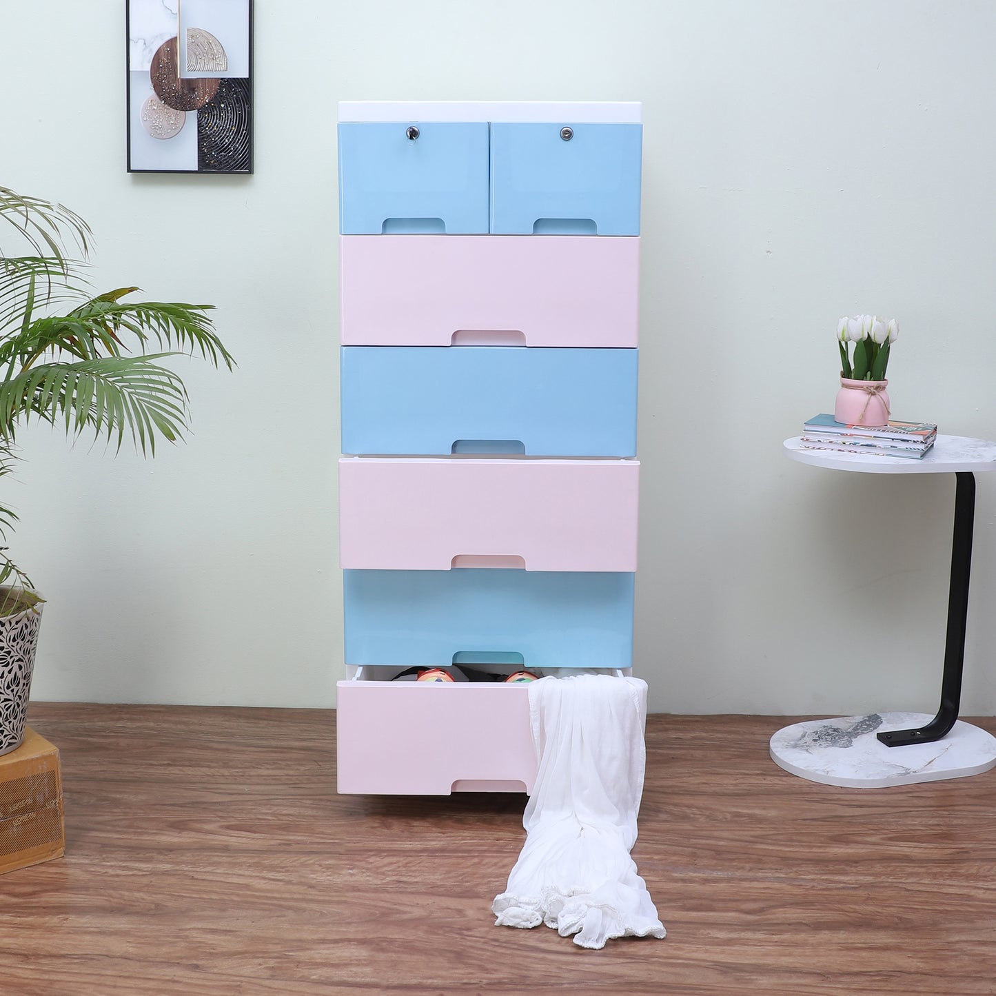 Soft Hued Chest of Drawer 3 Pink & 3 Blue
