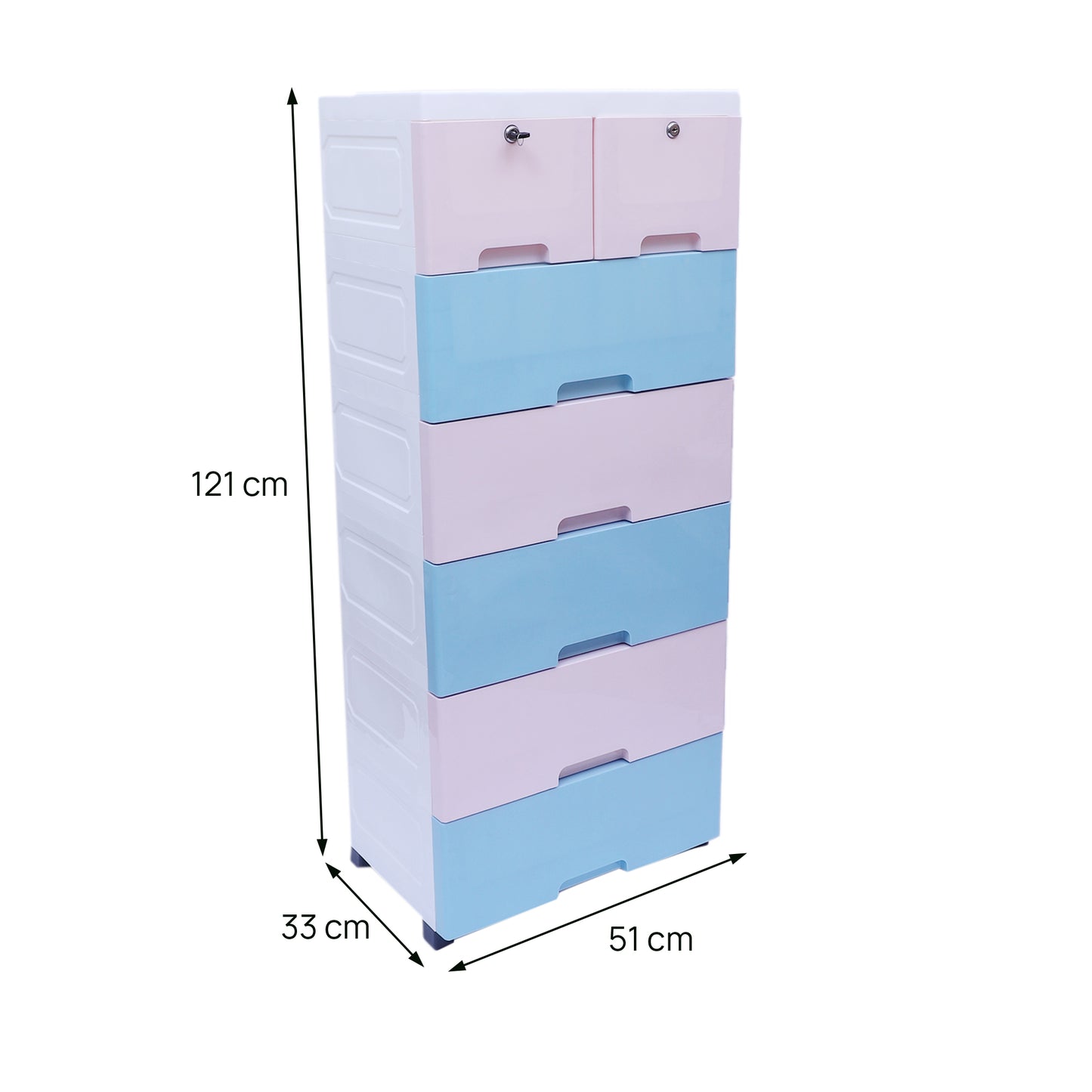 Soft Hued Chest of Drawer Pink & Blue