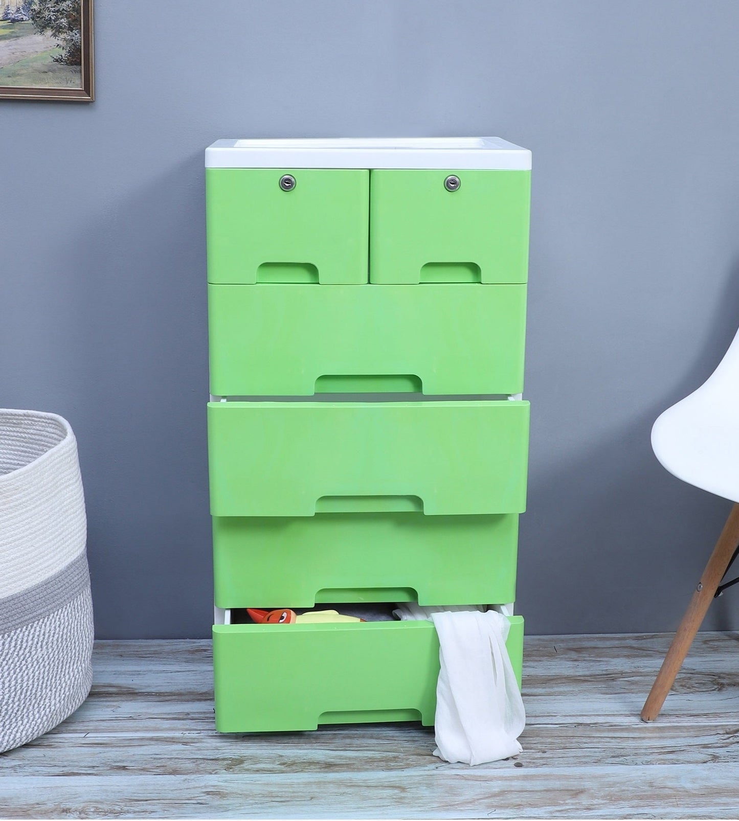 Soft Hued Chest Of Drawer Green ( Large)