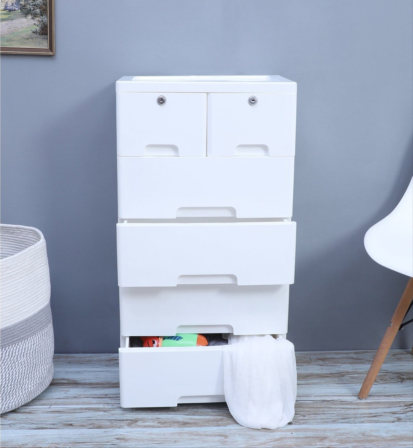Soft Hued Chest Of Drawer White (Large)