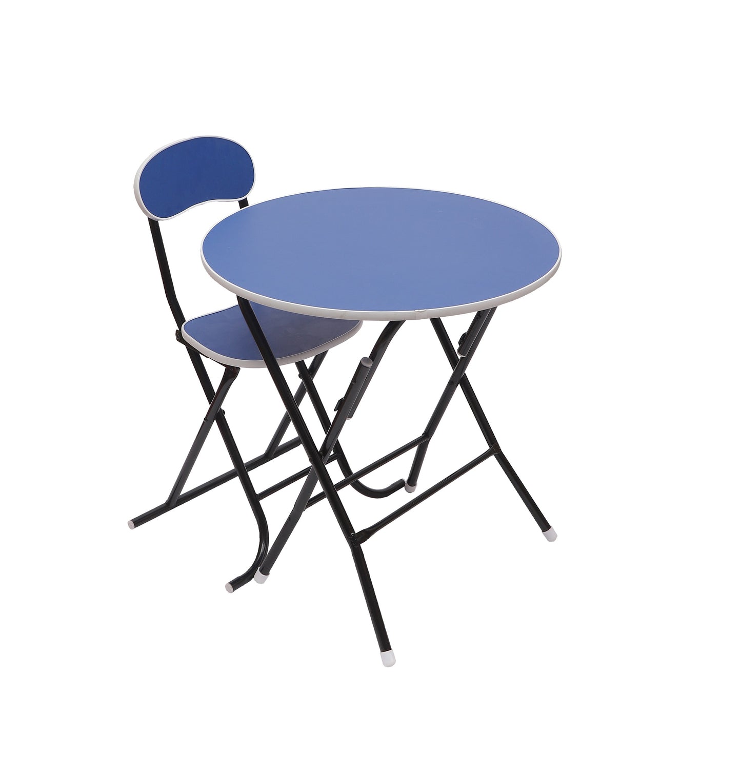 Foldable Round Table Chair Set Blue (Large)
