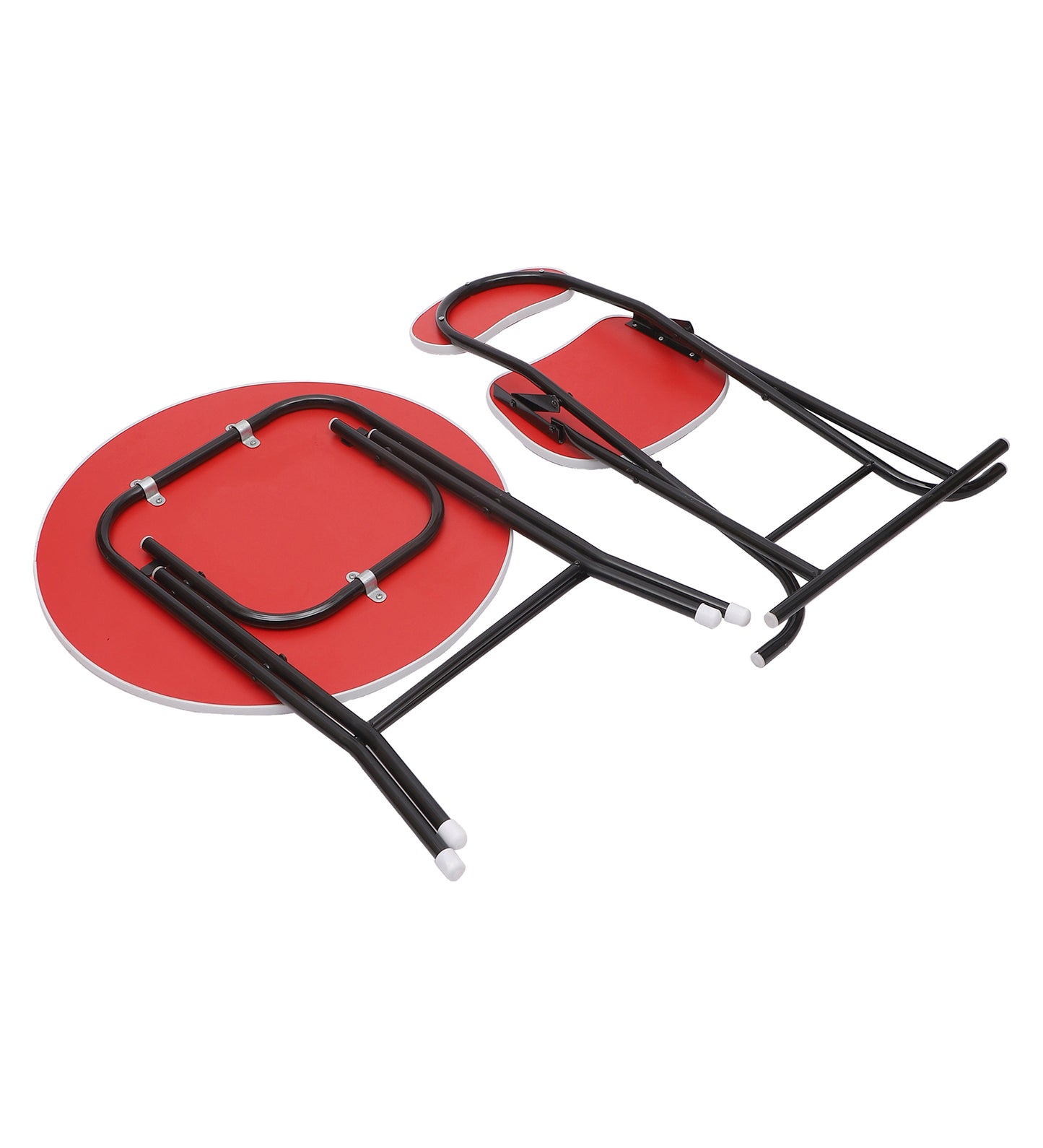 Foldable Round Table Chair Set Red (Large)