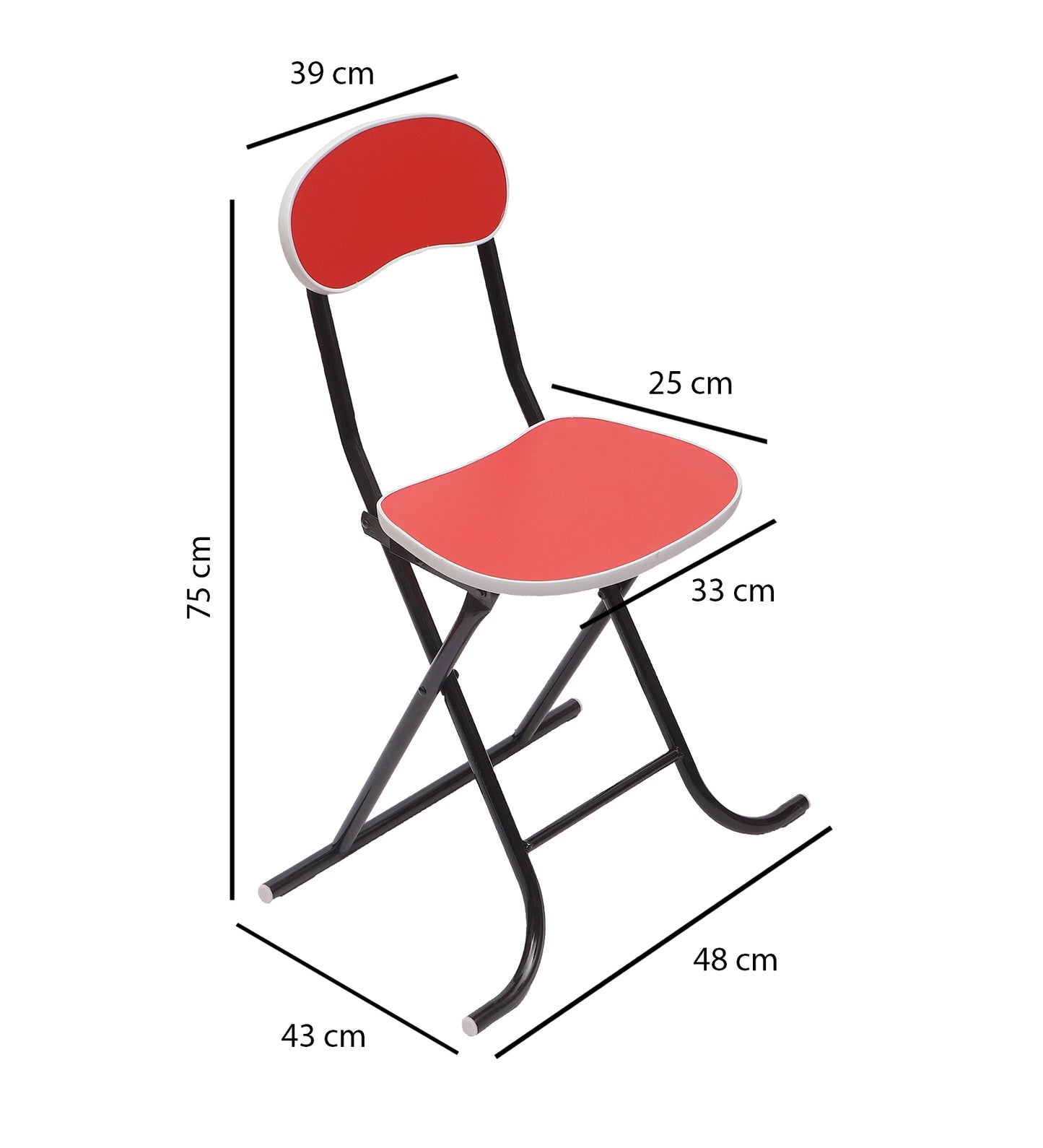 Foldable Round Table Chair Set Red (Large)