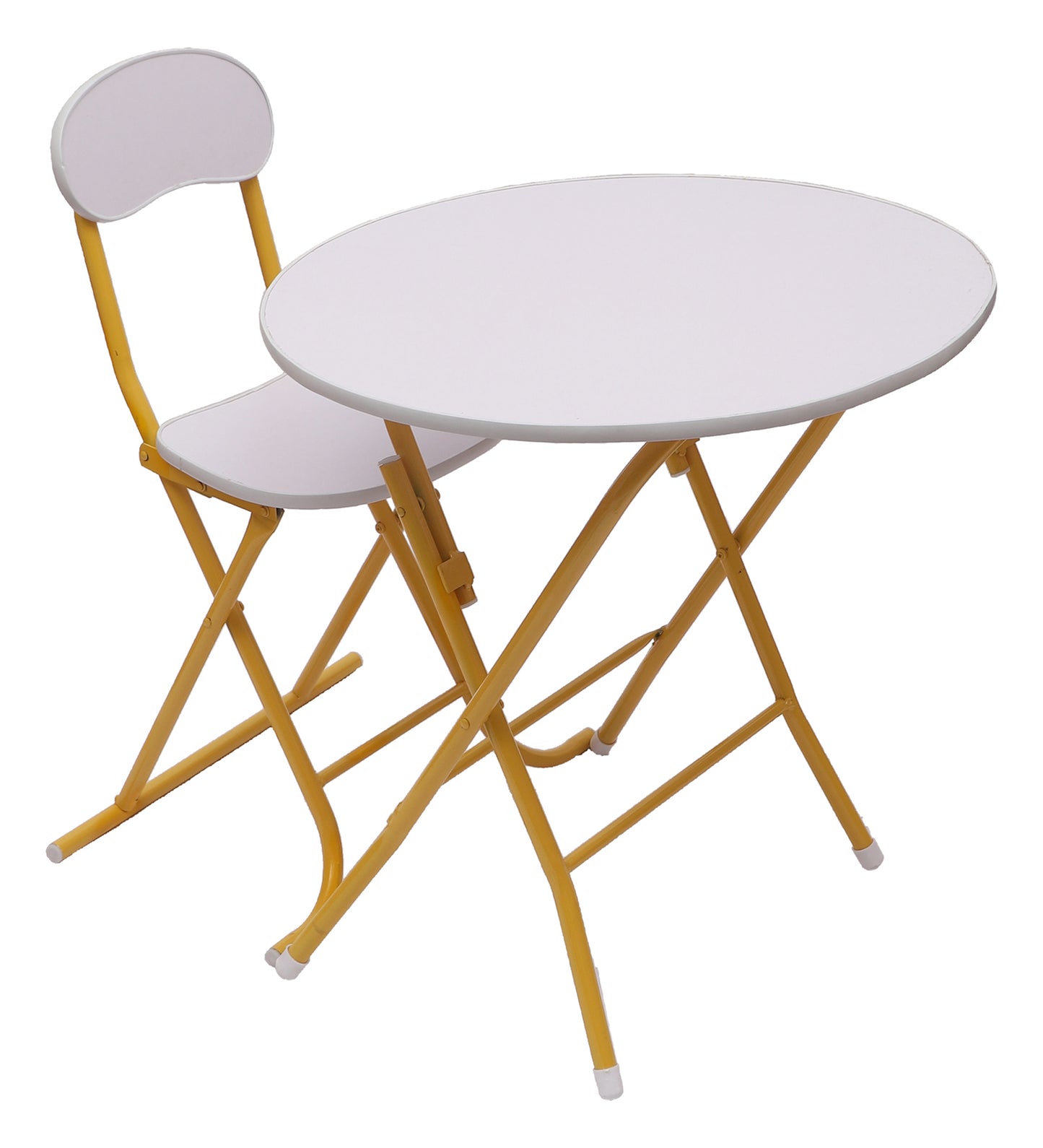 Foldable Round Table Chair Set White (Large)