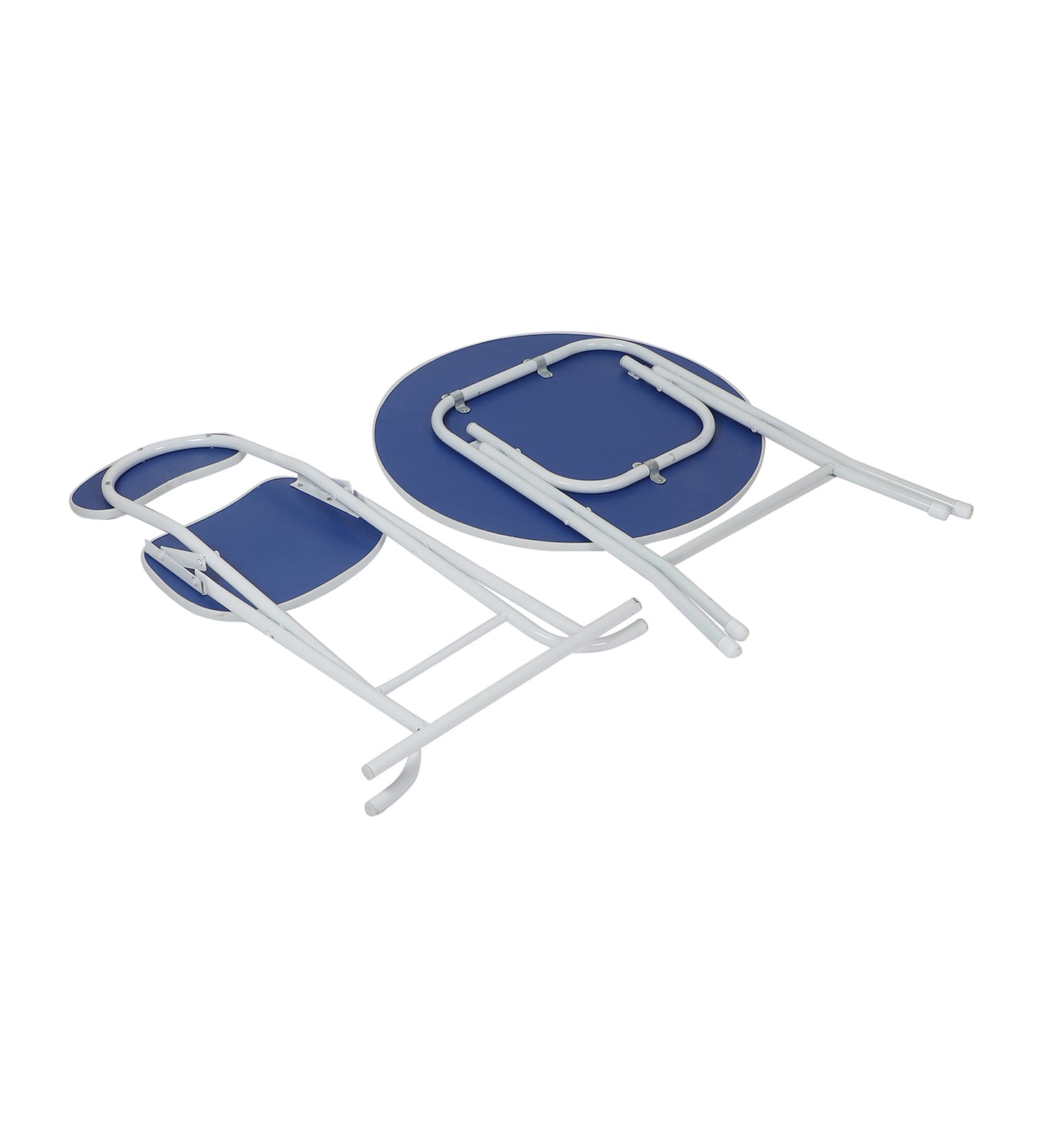 Foldable Round Table Chair Set Blue (Large)