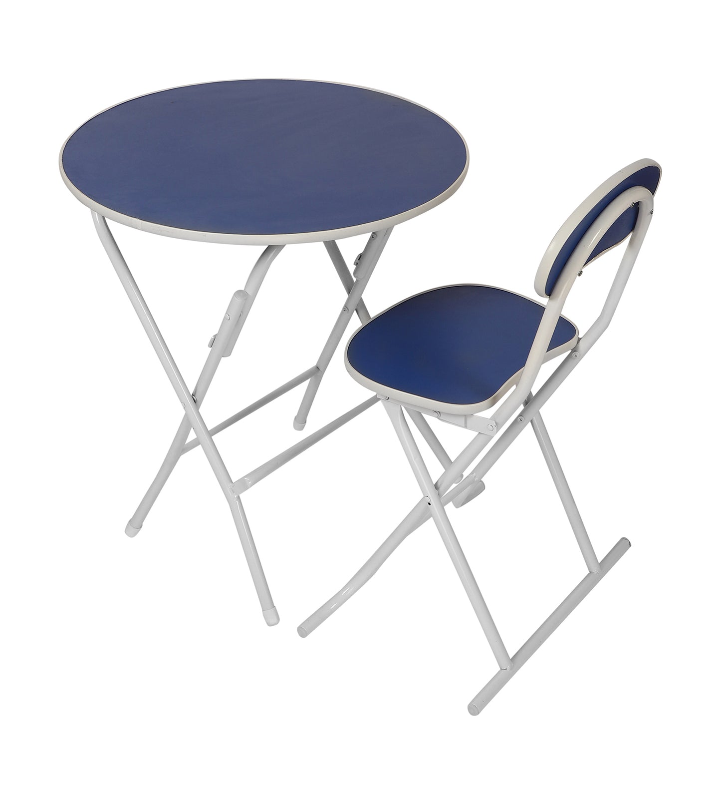 Foldable Round Table Chair Set Blue (Large)