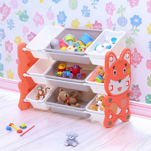 Storage Rack with Plastic Baskets