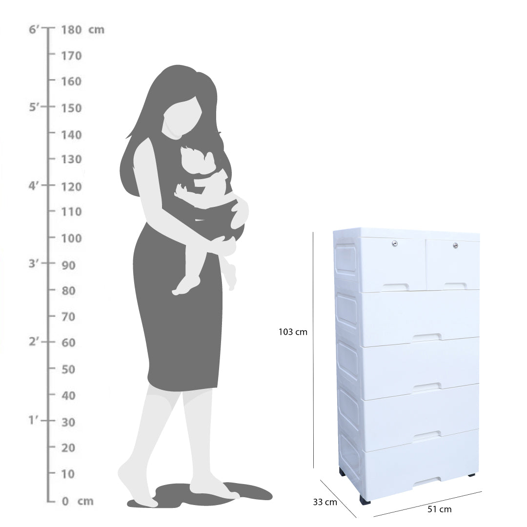 Soft Hued Chest Of Drawer White (Large)