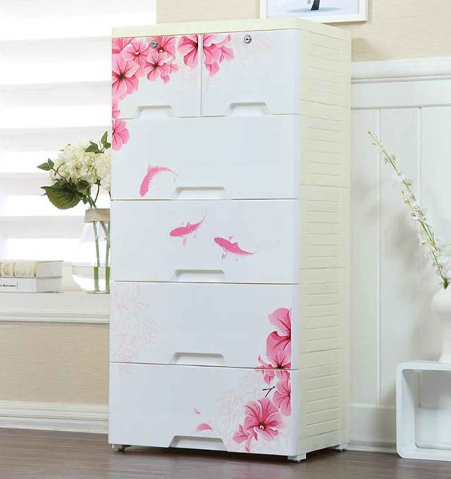 Pink Flower Chest of Drawer