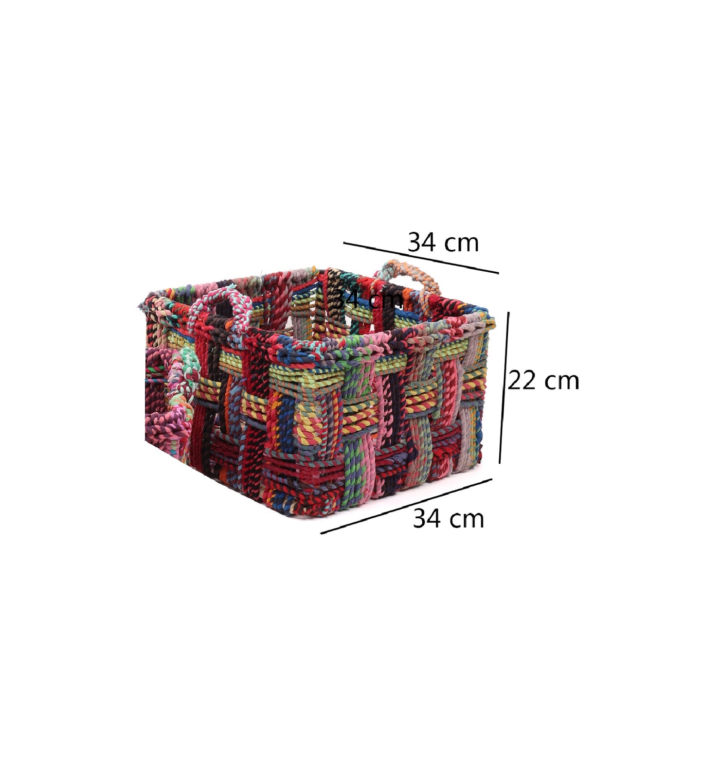 Cotton rope basket 34L x 34W x 22H cm multicolor large
