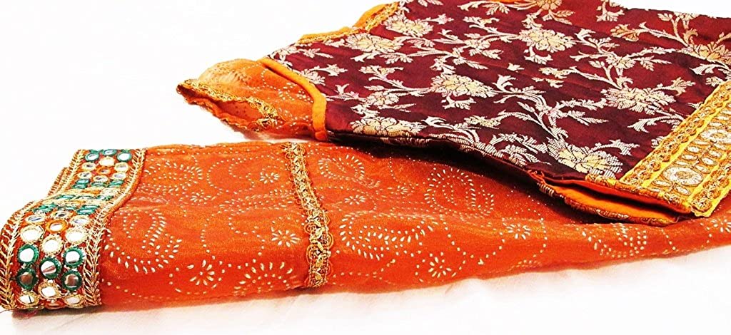 Baby Designer Lehenga Choli Golden Maroon 4-5 Years