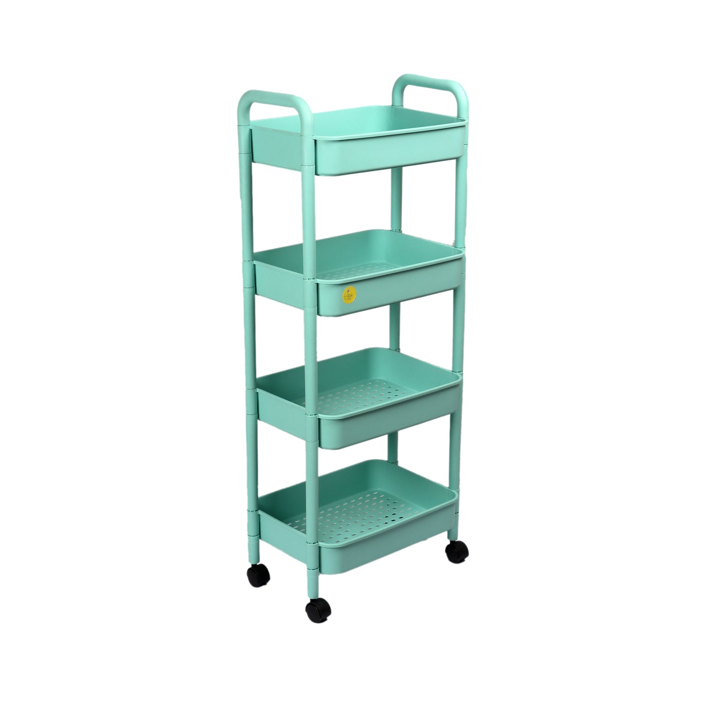 4 Layer Plastic Kitchen Storage Trolley Green