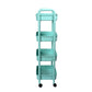 4 Layer Plastic Kitchen Storage Trolley Green