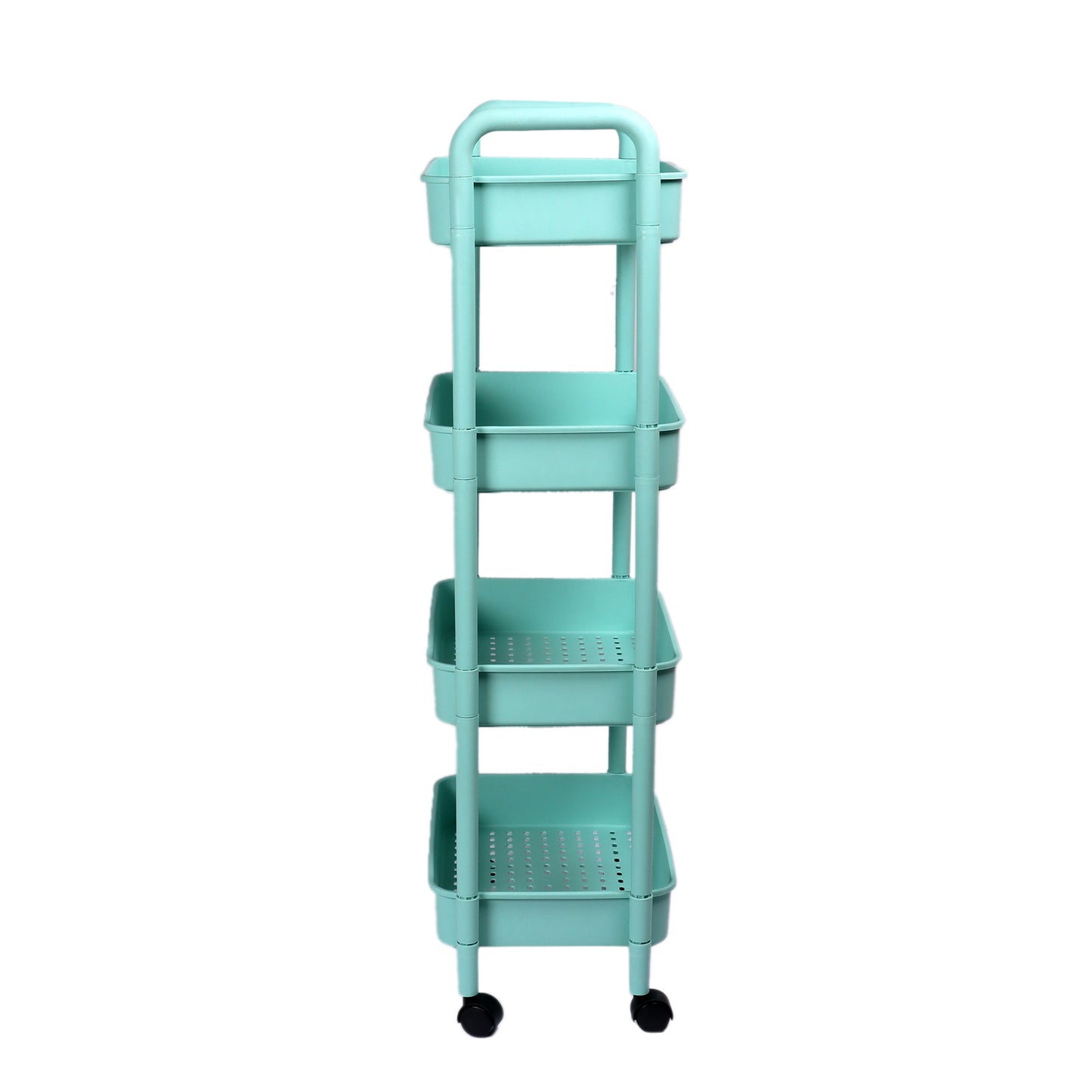4 Layer Plastic Kitchen Storage Trolley Green