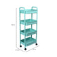 4 Layer Plastic Kitchen Storage Trolley Green