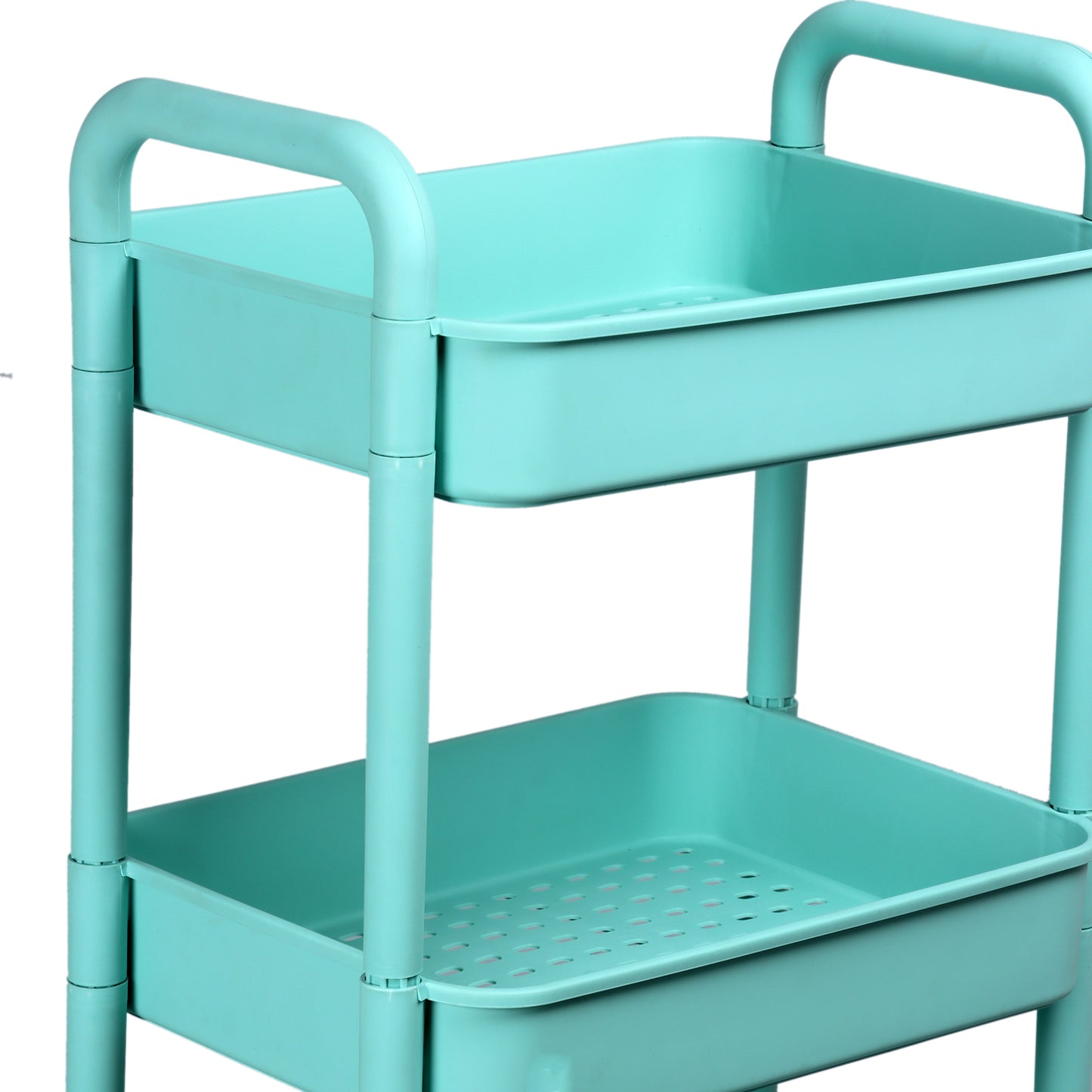 4 Layer Plastic Kitchen Storage Trolley Green