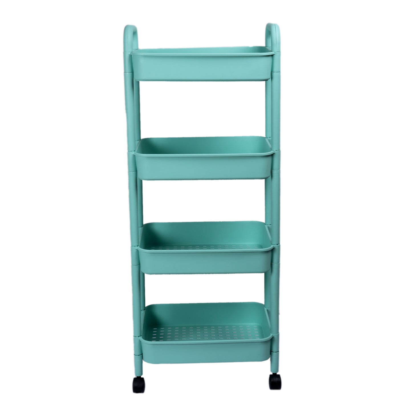 4 Layer Plastic Kitchen Storage Trolley Green
