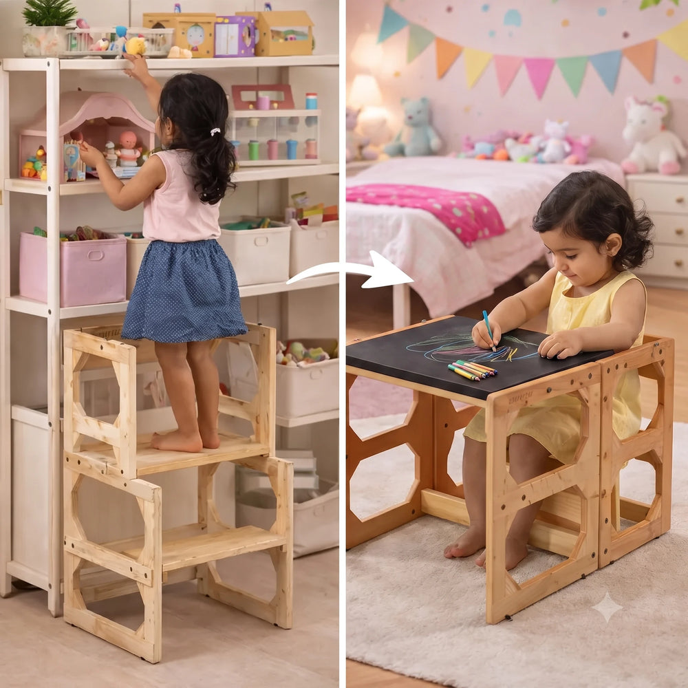 3-in-1 Kids Step Ladder, Table Chair & Blackboard (3–8 Yrs)