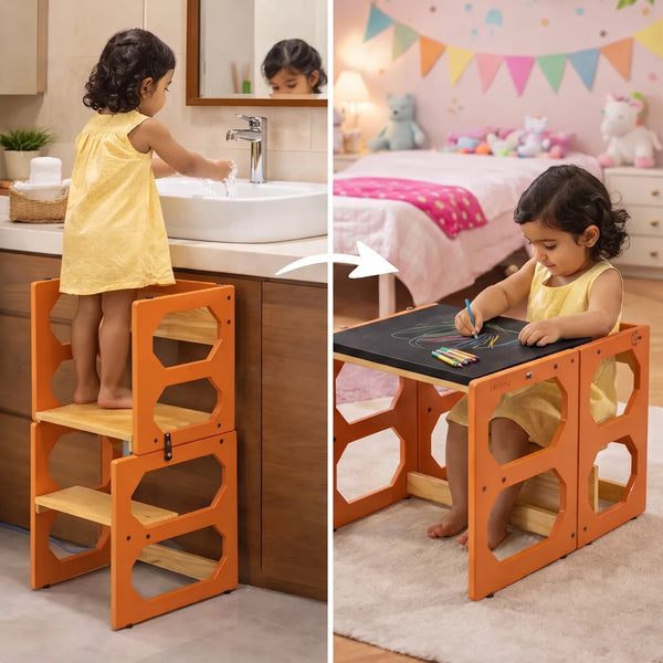 3-in-1 Kids Step Ladder, Table Chair & Blackboard (3–8 Yrs)