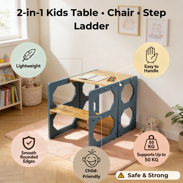 Convertible Kids Table Chair & Step Ladder (3-8 Yrs)