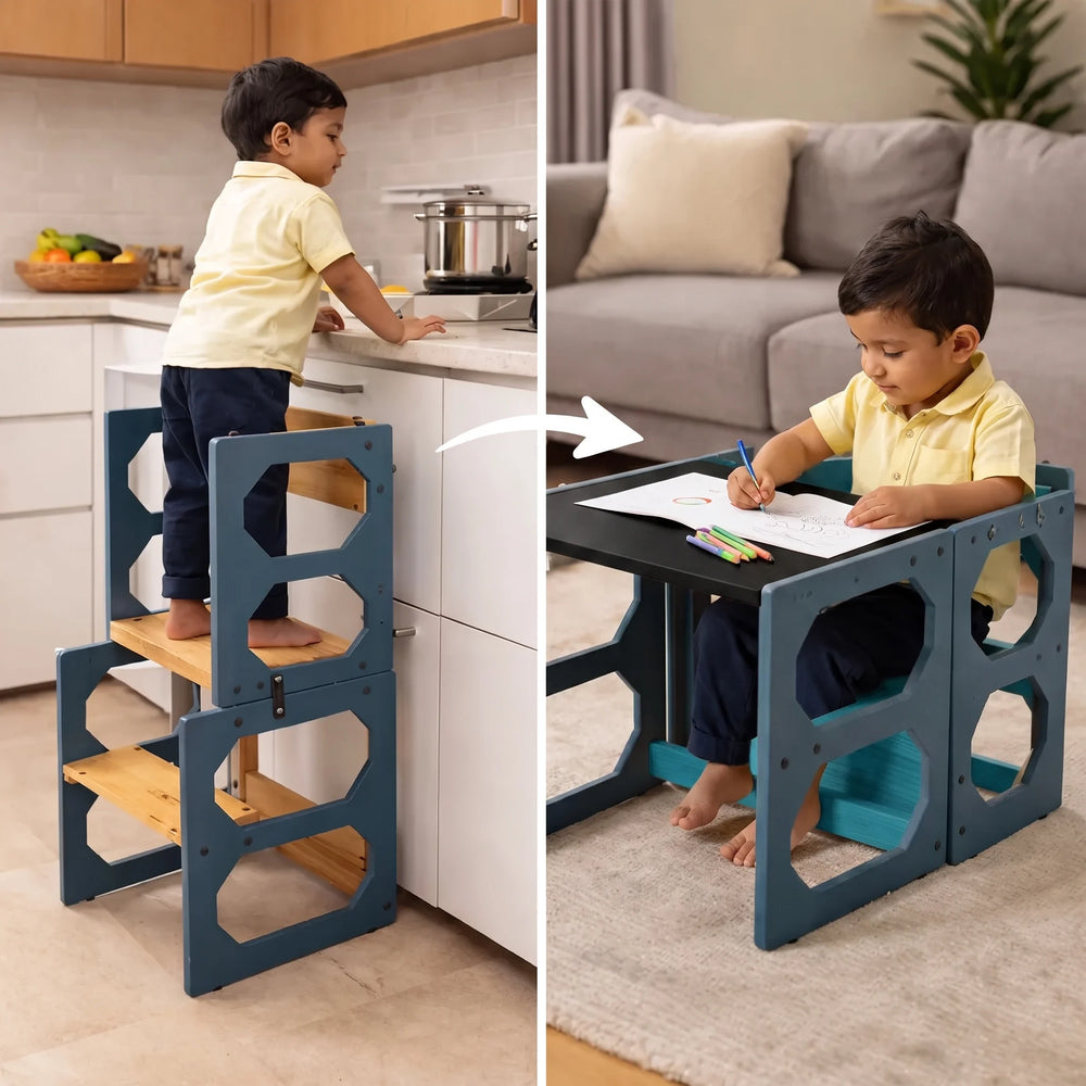3-in-1 Kids Step Ladder, Table Chair & Blackboard (3–8 Yrs)