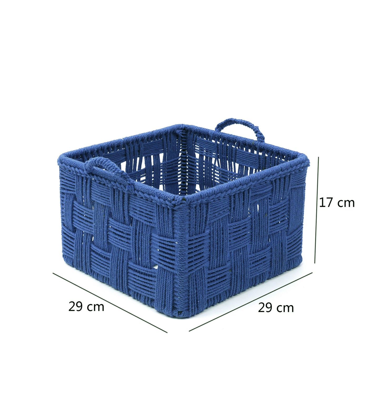 Blue cotton rope basket-set of 2