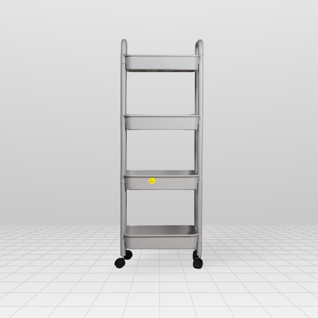 4 Layer Plastic Kitchen Storage Trolley Grey