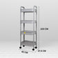 4 Layer Plastic Kitchen Storage Trolley Grey