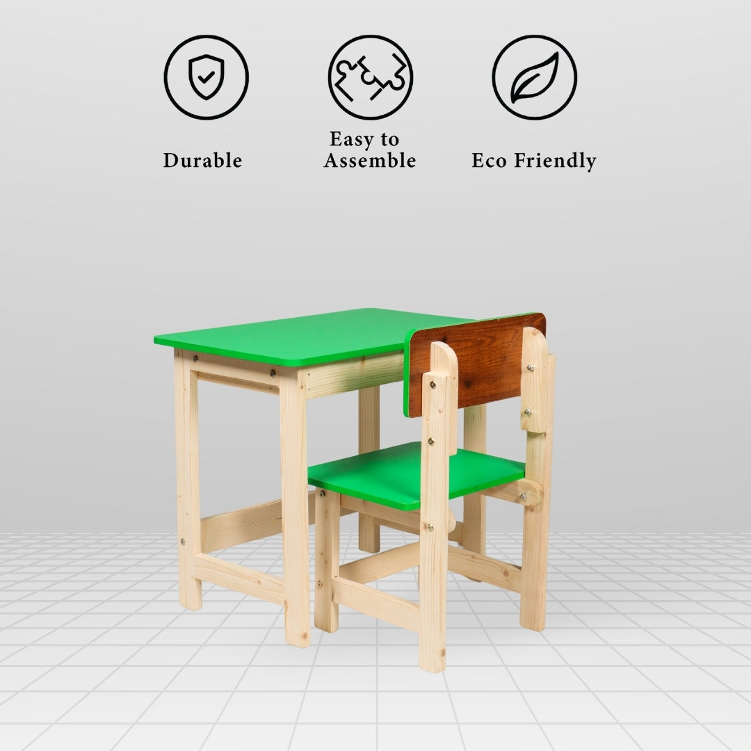 Wooden Table Chair Set Green (3-6 yrs)