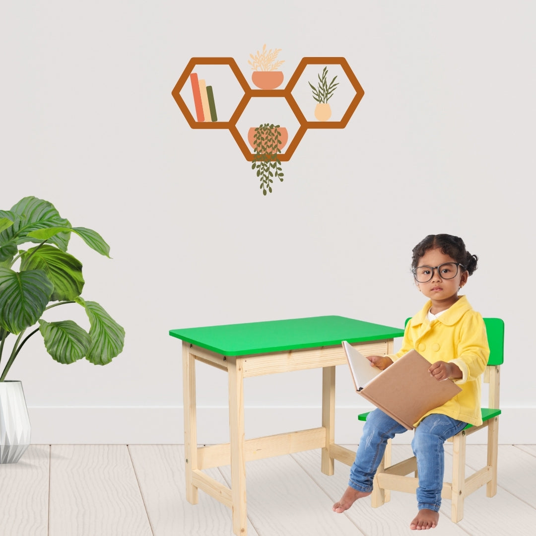 Wooden Table Chair Set Green (3-6 yrs)
