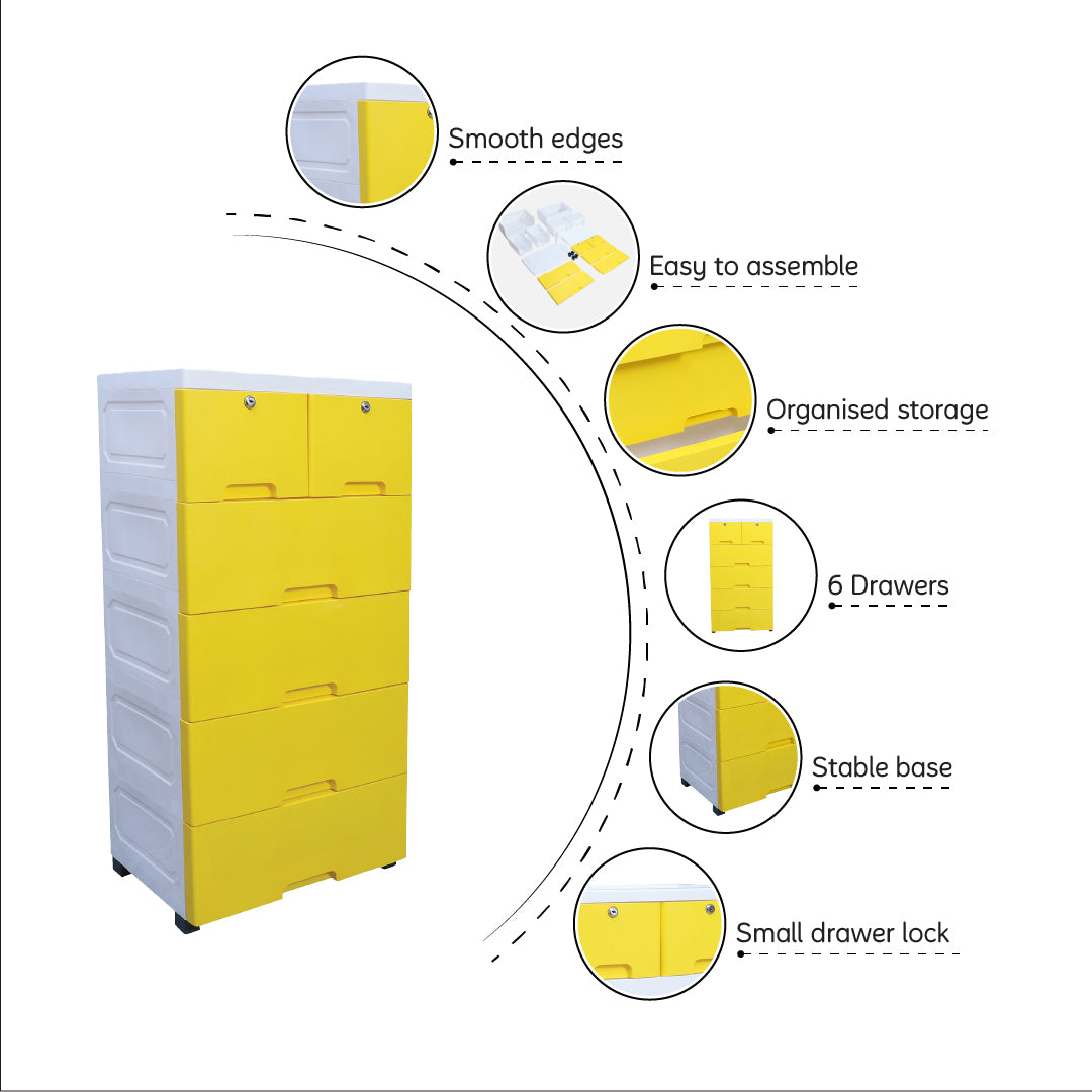 Soft Hued Chest Of Drawer Yellow (Large)