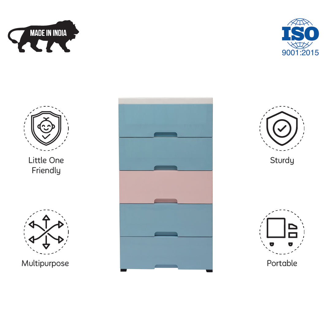 Soft Hued Chest Of Drawer Blue Pink