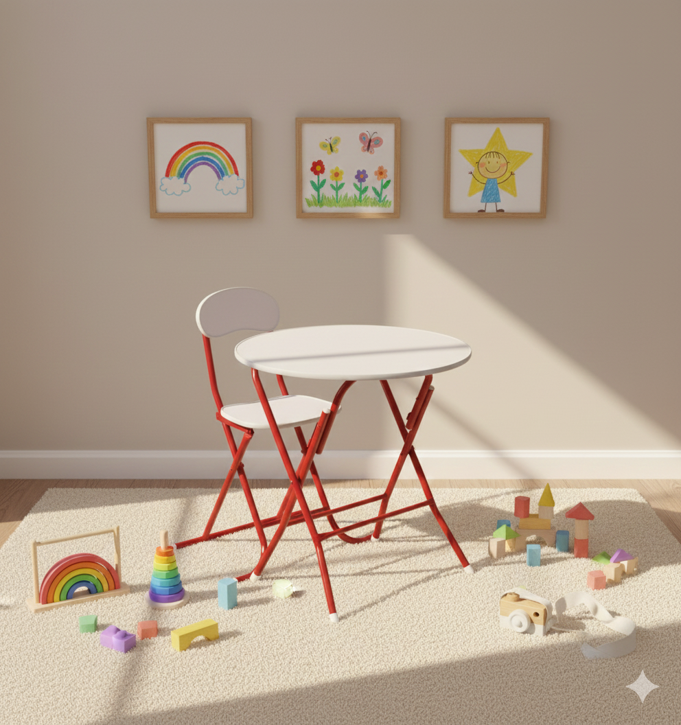 Round Foldable Desk & Chair Set