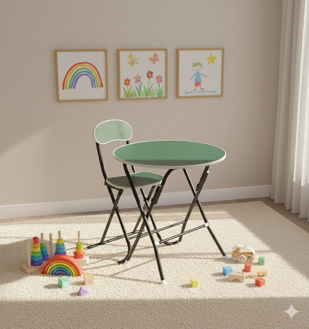 Round Foldable Desk & Chair Set