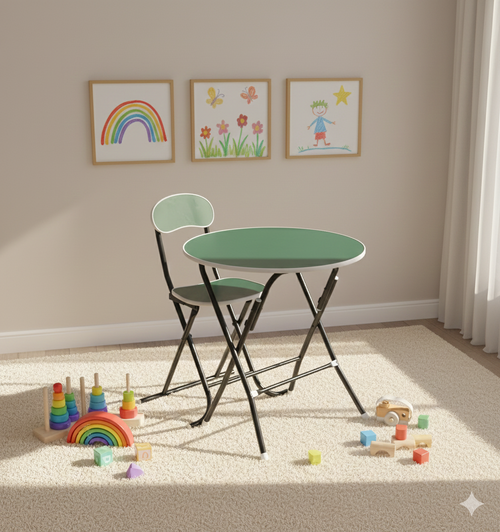 Round Foldable Desk & Chair Set