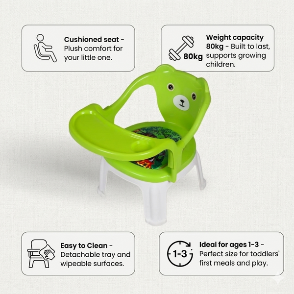 Kids Chair With Cushion Seat Green