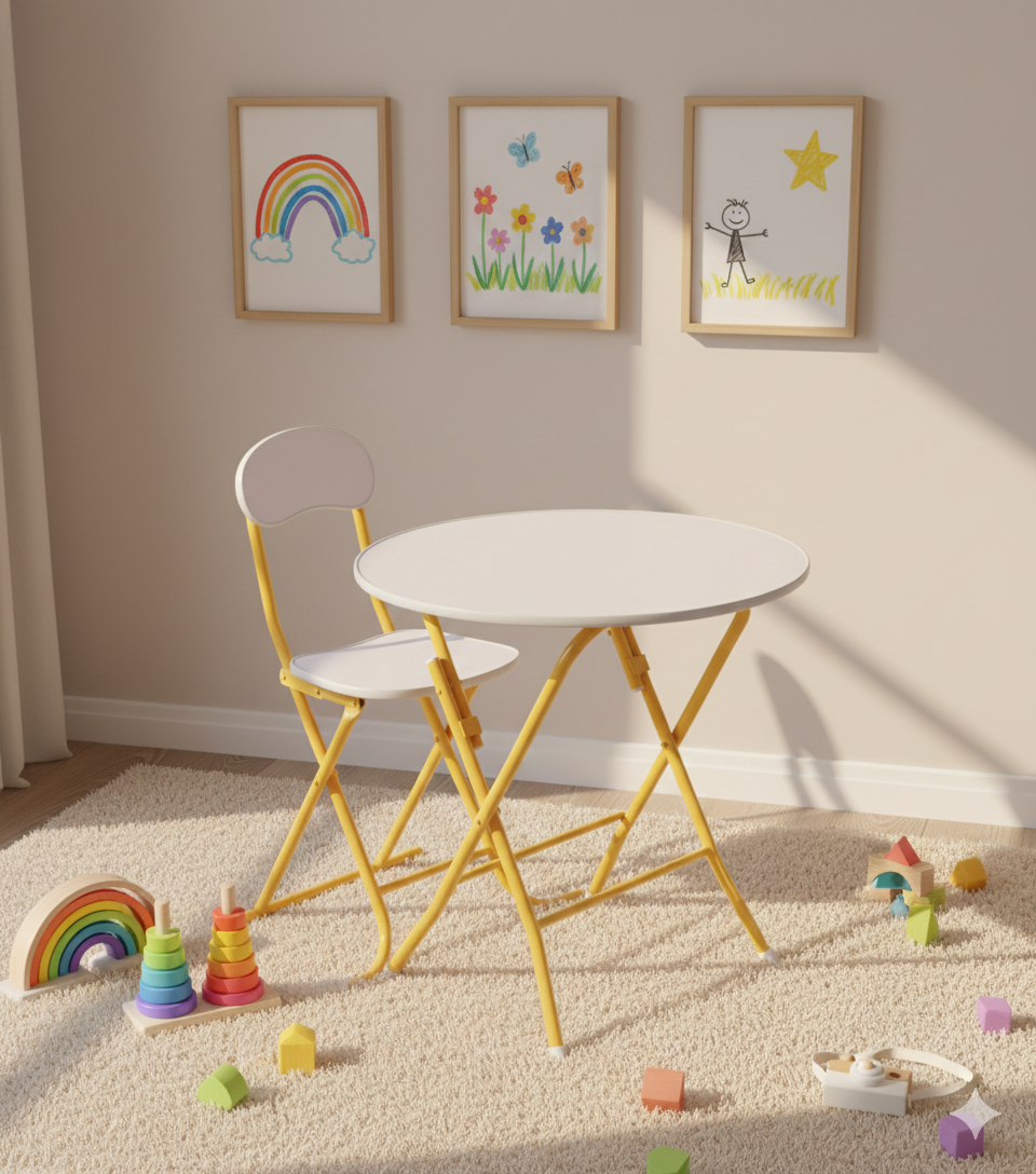 Round Foldable Desk & Chair Set