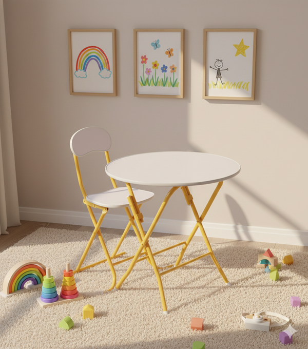 Round Foldable Desk & Chair Set