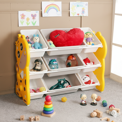 Storage Rack with Plastic Baskets