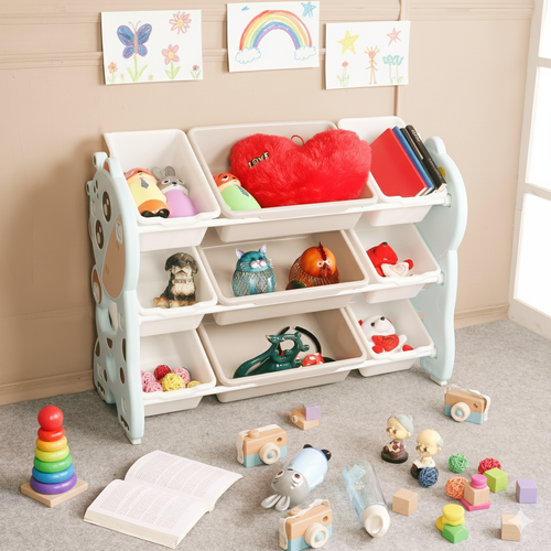 Storage Rack with Plastic Baskets