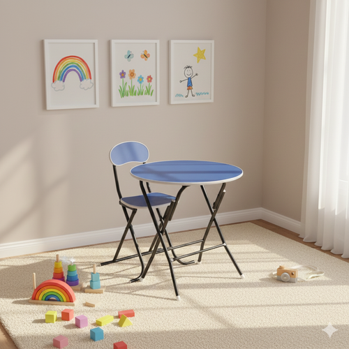 Round Foldable Desk & Chair Set