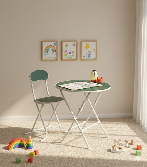 Round Foldable Desk & Chair Set