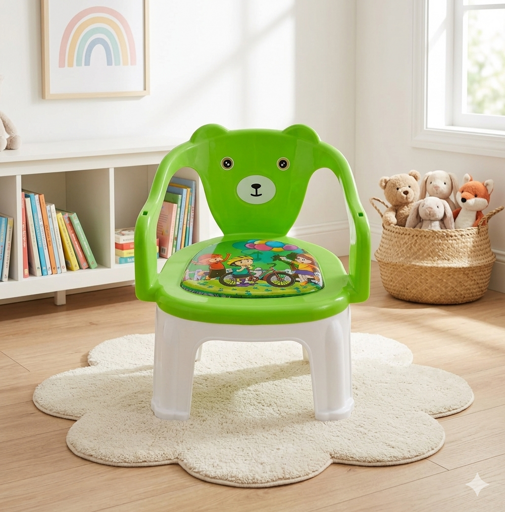Kids Chair With Cushion Seat Green